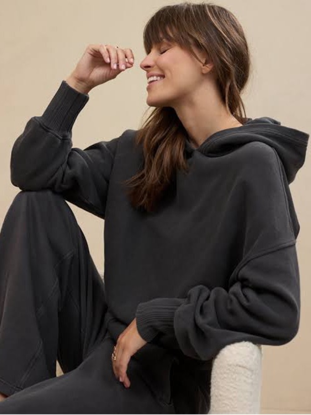 Aerie Cropped Hoodie Pullover Smoked Gray